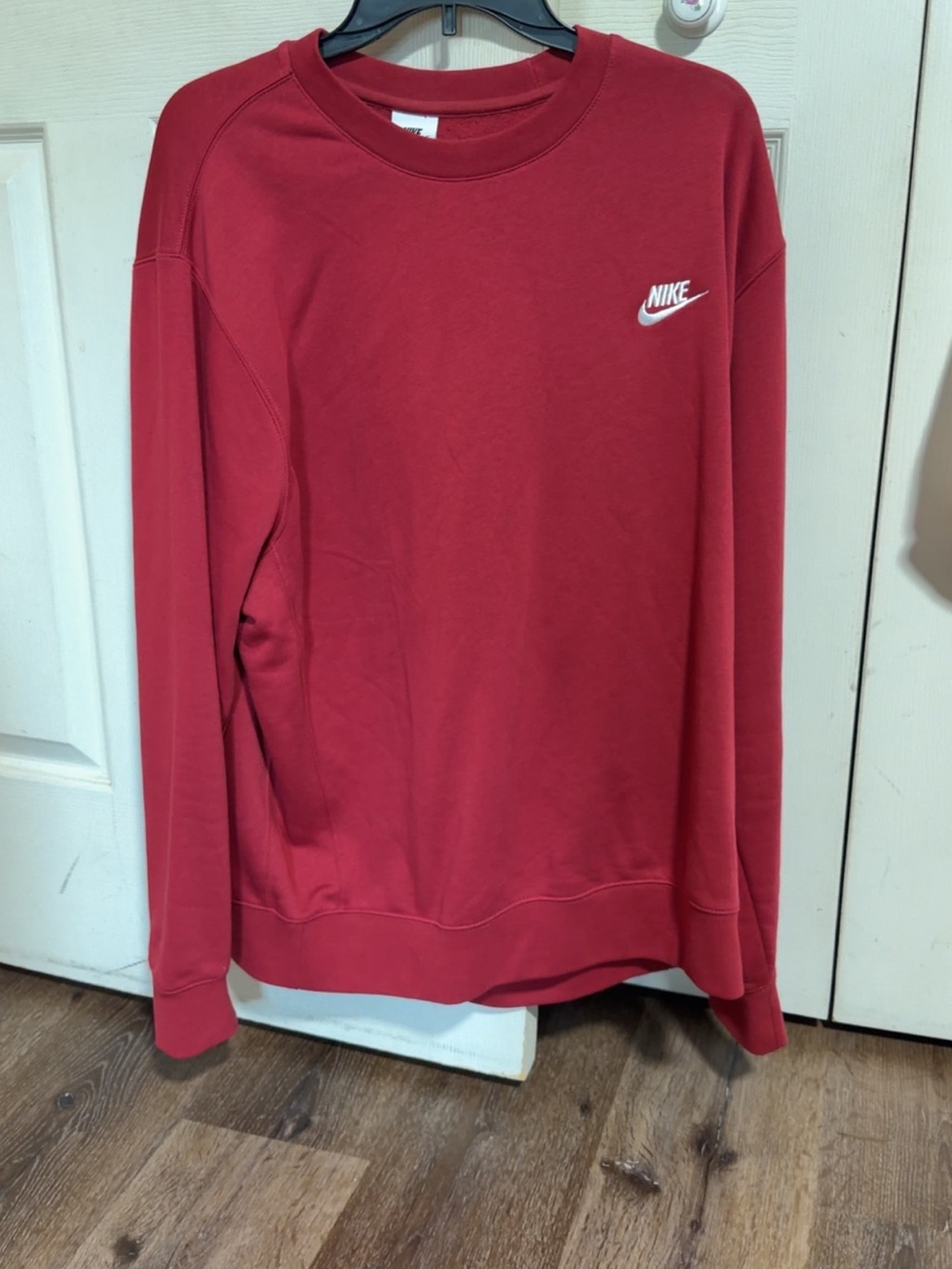 Nike Men's Crimson Crewneck Sweatshirt with White Logo